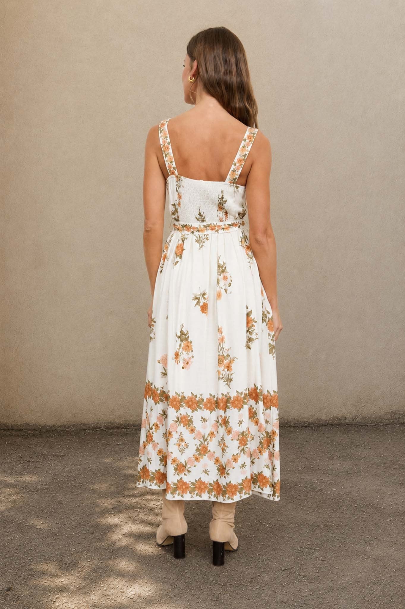 Floral Border Midi Dress