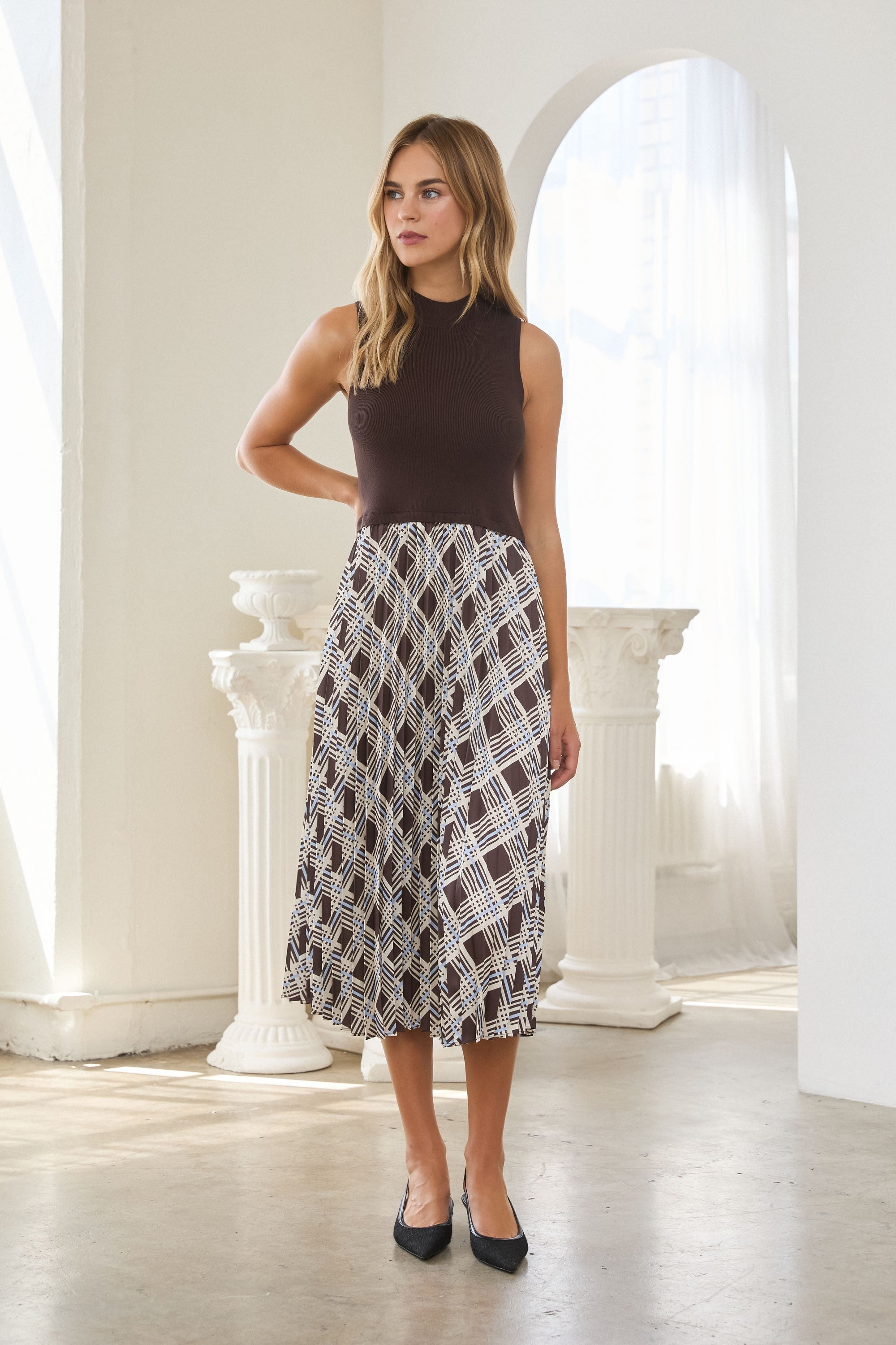 Plaid Twofer Dress