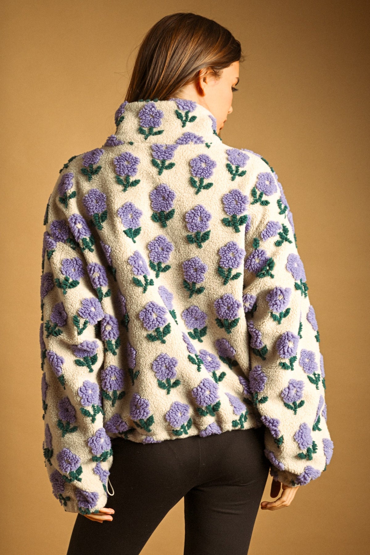 Flower Pattern Sherpa Jacket