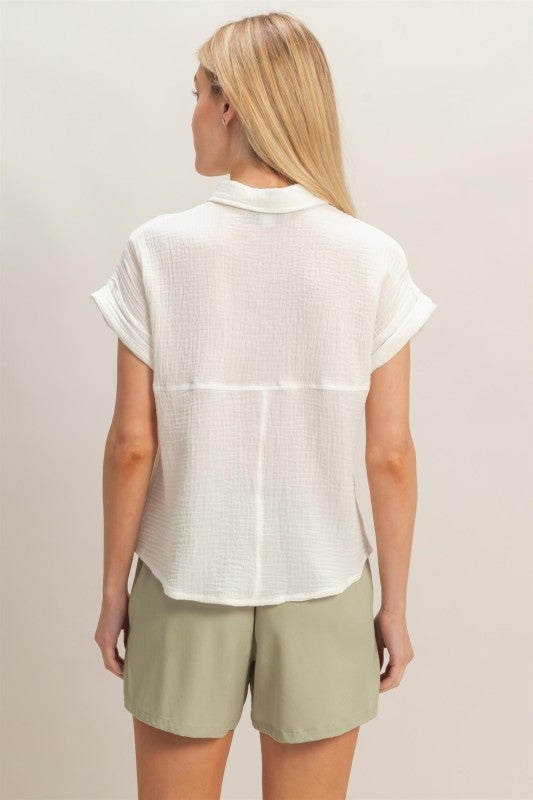 Gauze Button Up Top