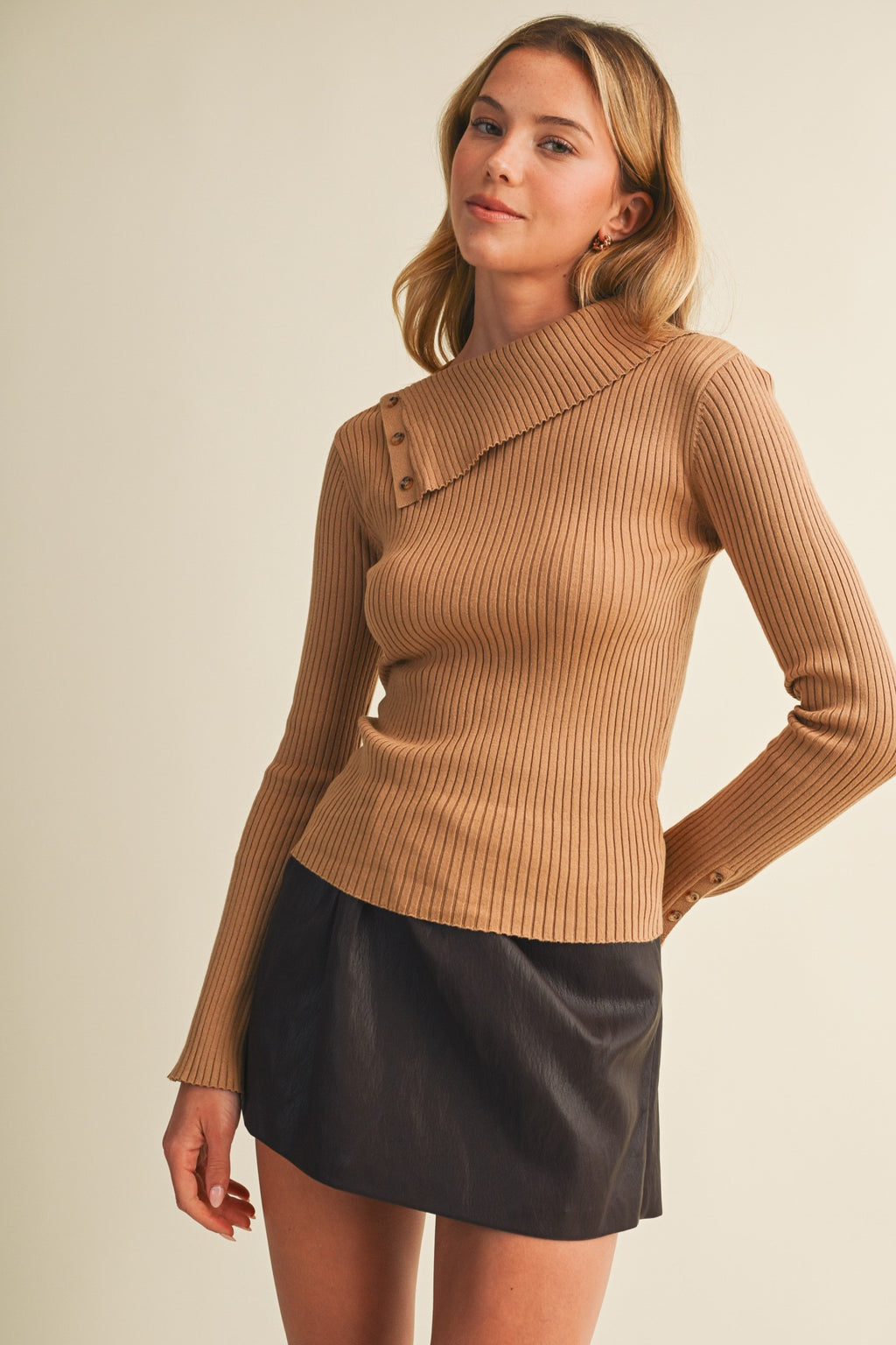 Asymmetric Folded Neck Top