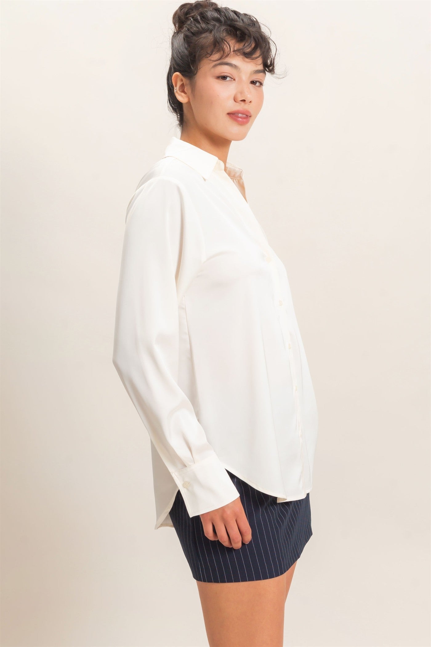 Satin Button Down Top