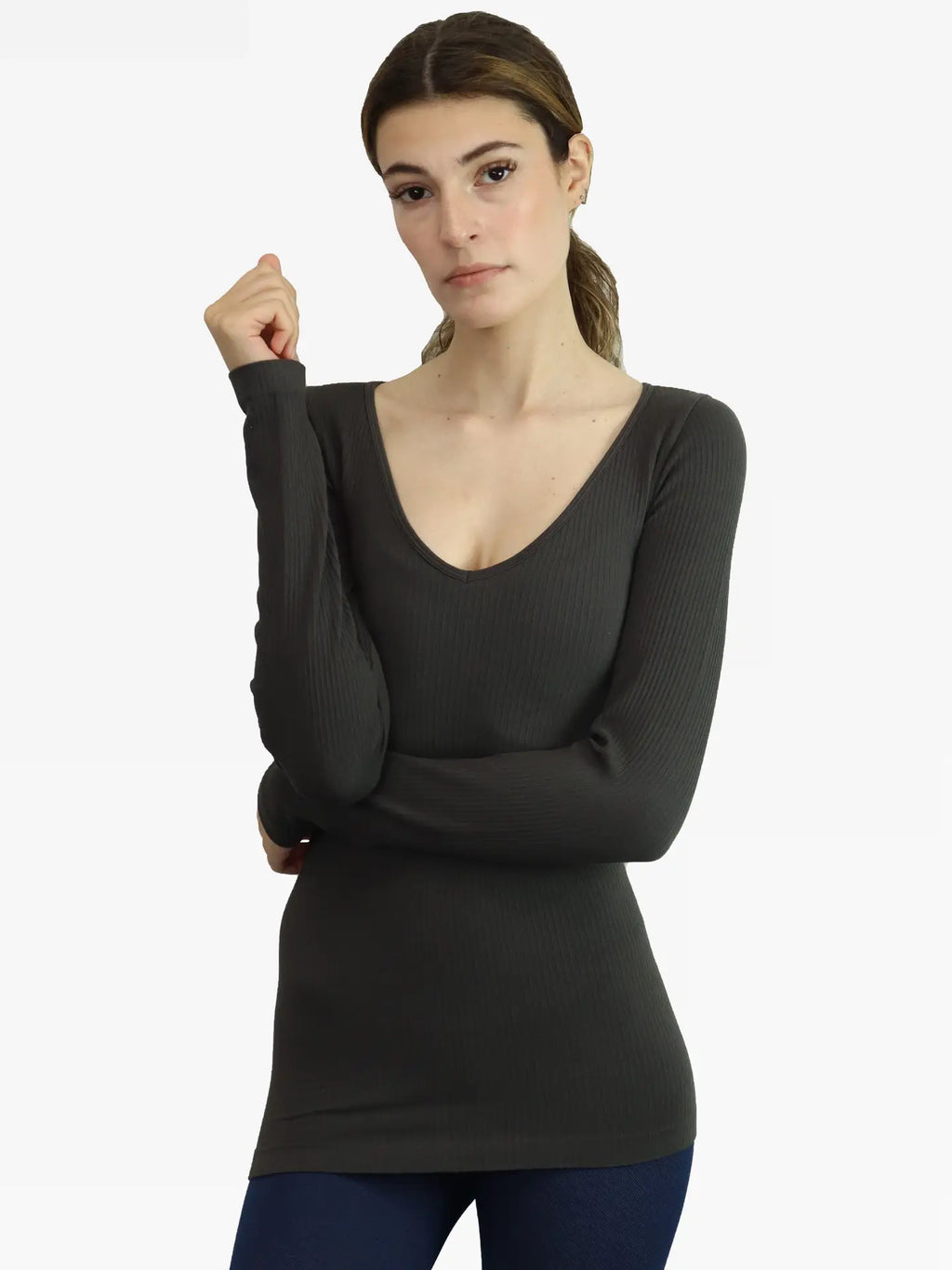 Ribbed Reversible Long Sleeve Top