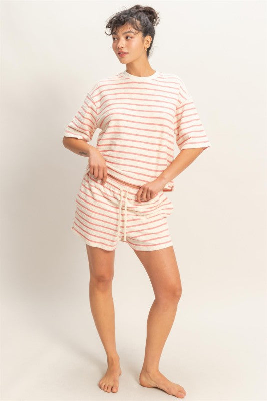Striped Hooded Top