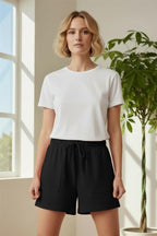 Drawstring Patch Pocket Shorts Black