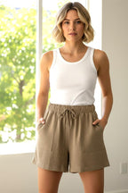 Drawstring Patch Pocket Shorts