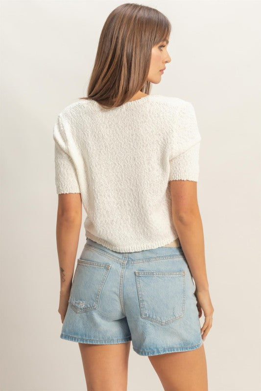 Cropped Button Down Cardigan