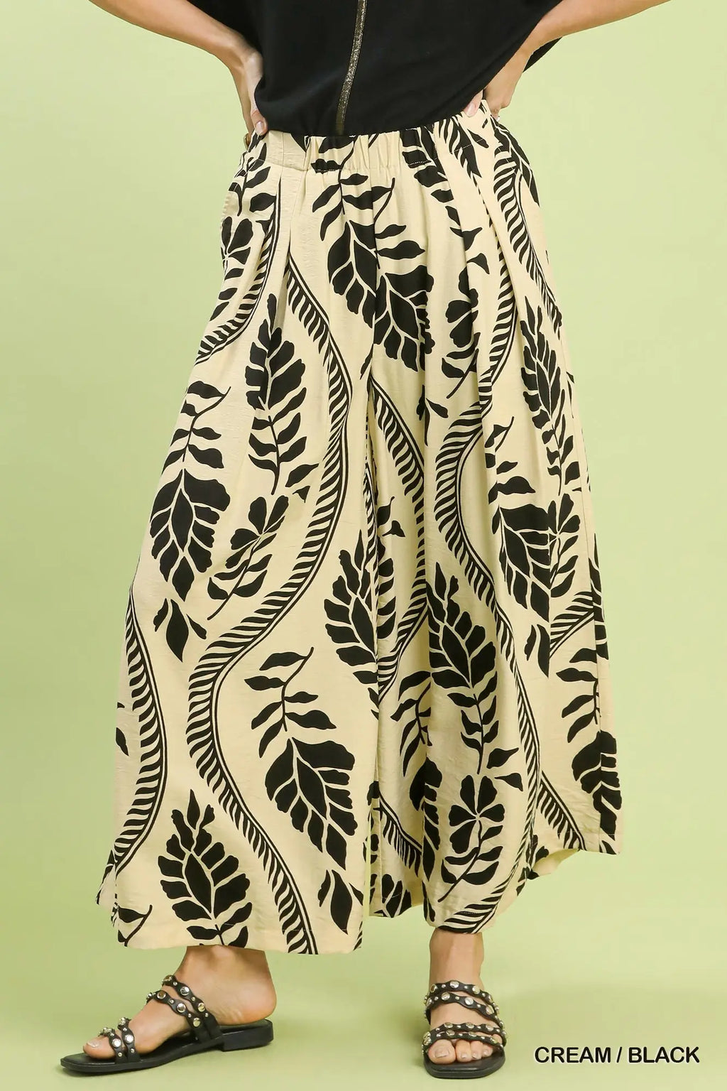 Ogee Print Wide Leg Pants