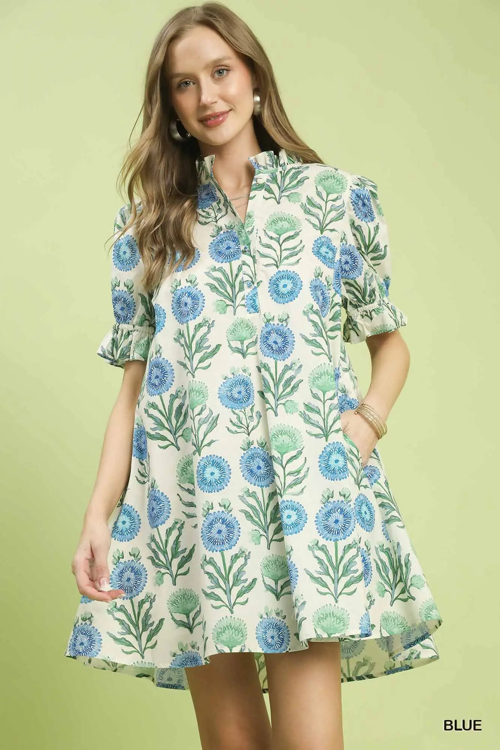 Ruffle Neck Mini Dress