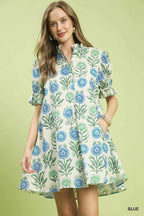 Ruffle Neck Mini Dress