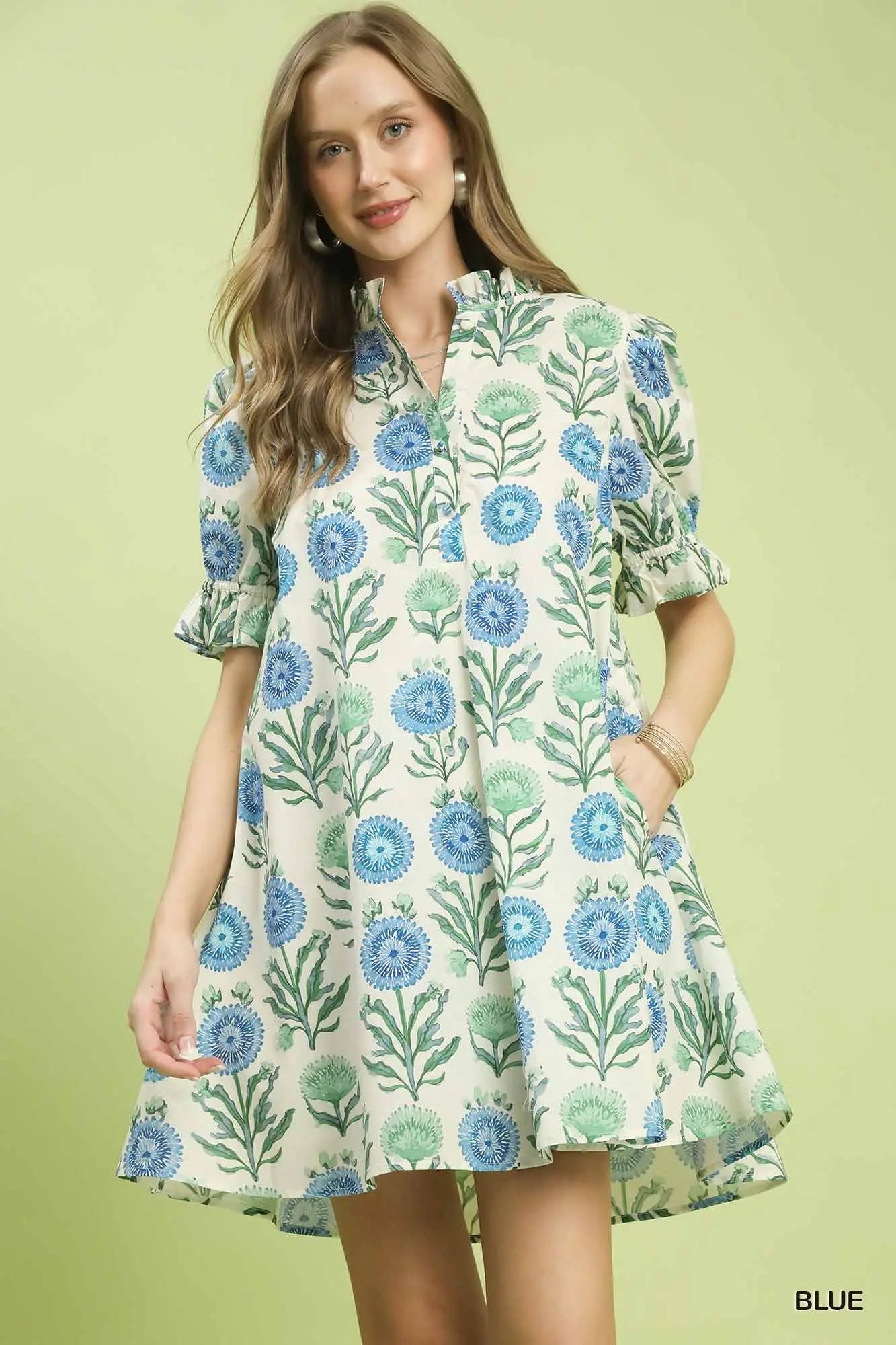 Ruffle Neck Mini Dress