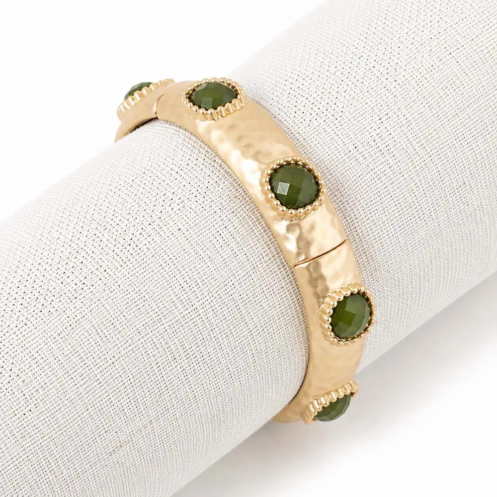 Hammered Stretch Stone Bracelet