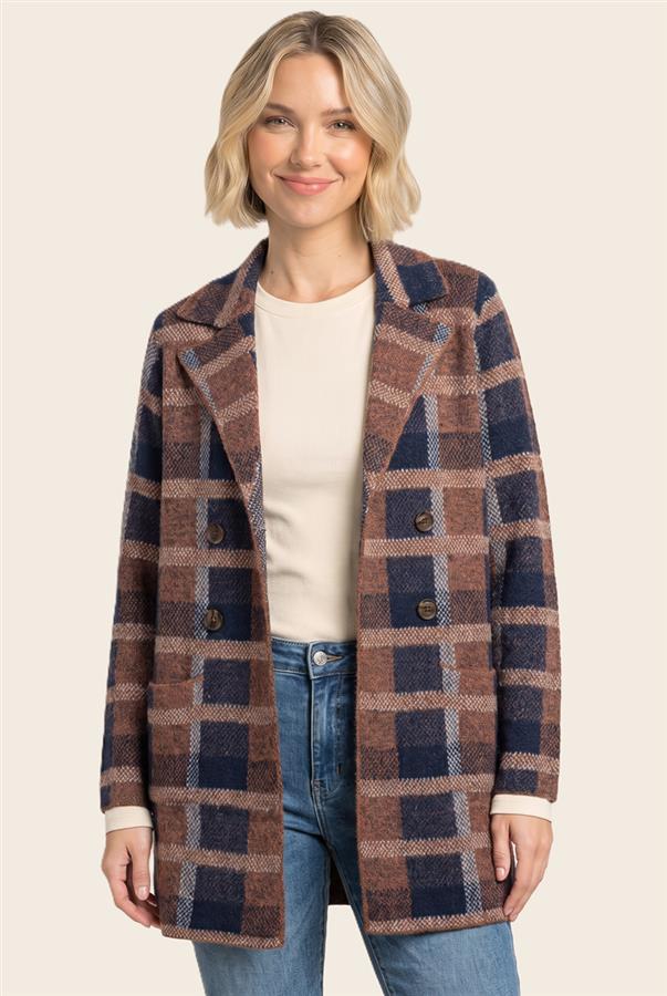 Tailored Check Cardigan