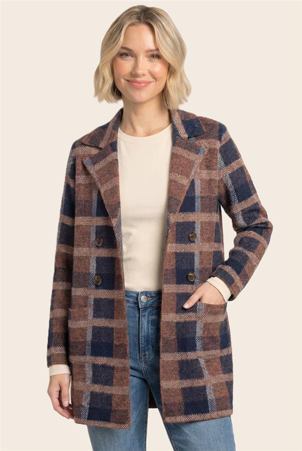 Tailored Check Cardigan