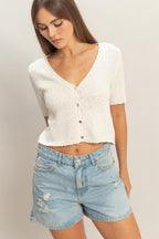 Cropped Button Down Cardigan