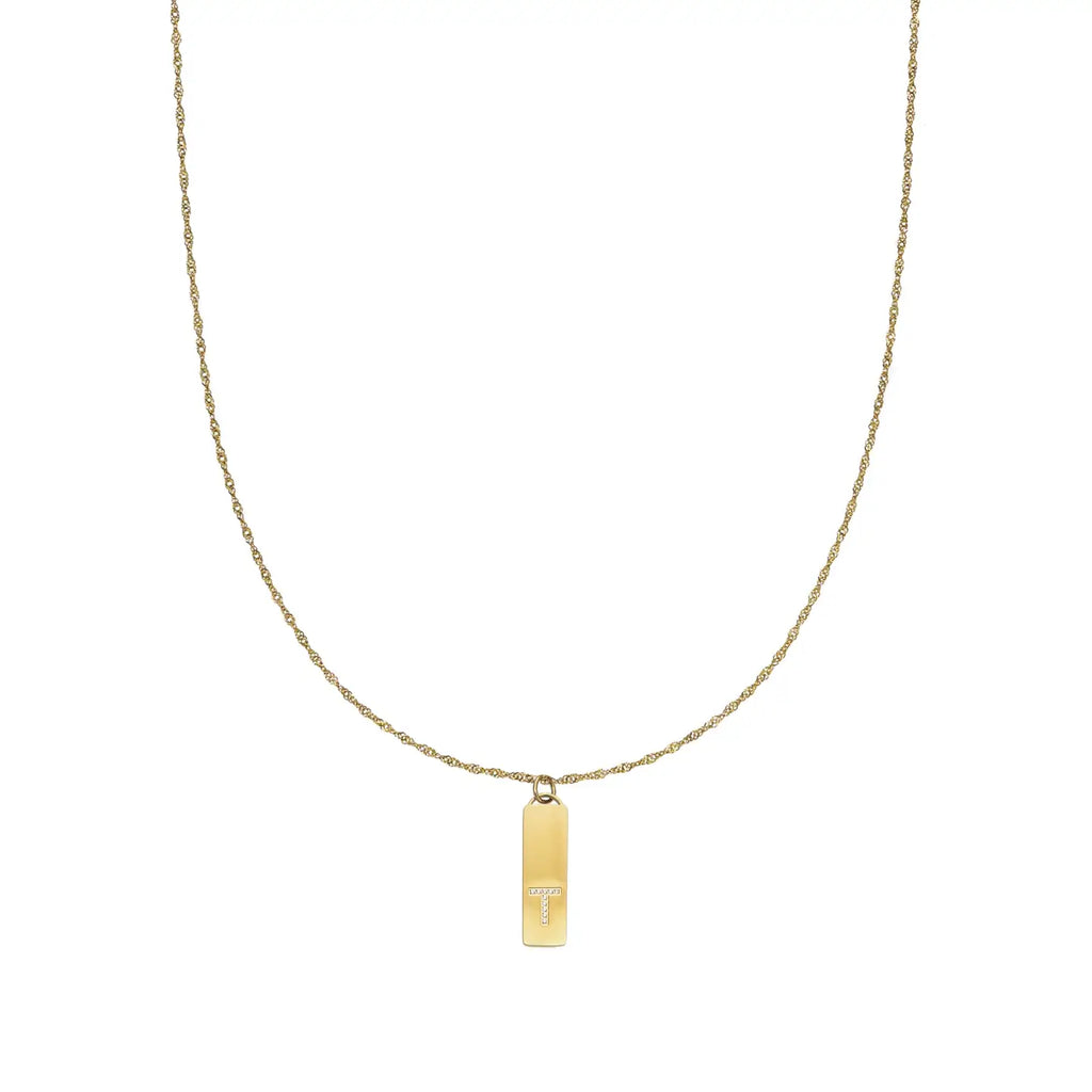 Waterproof Gold Initial Bar Pendant