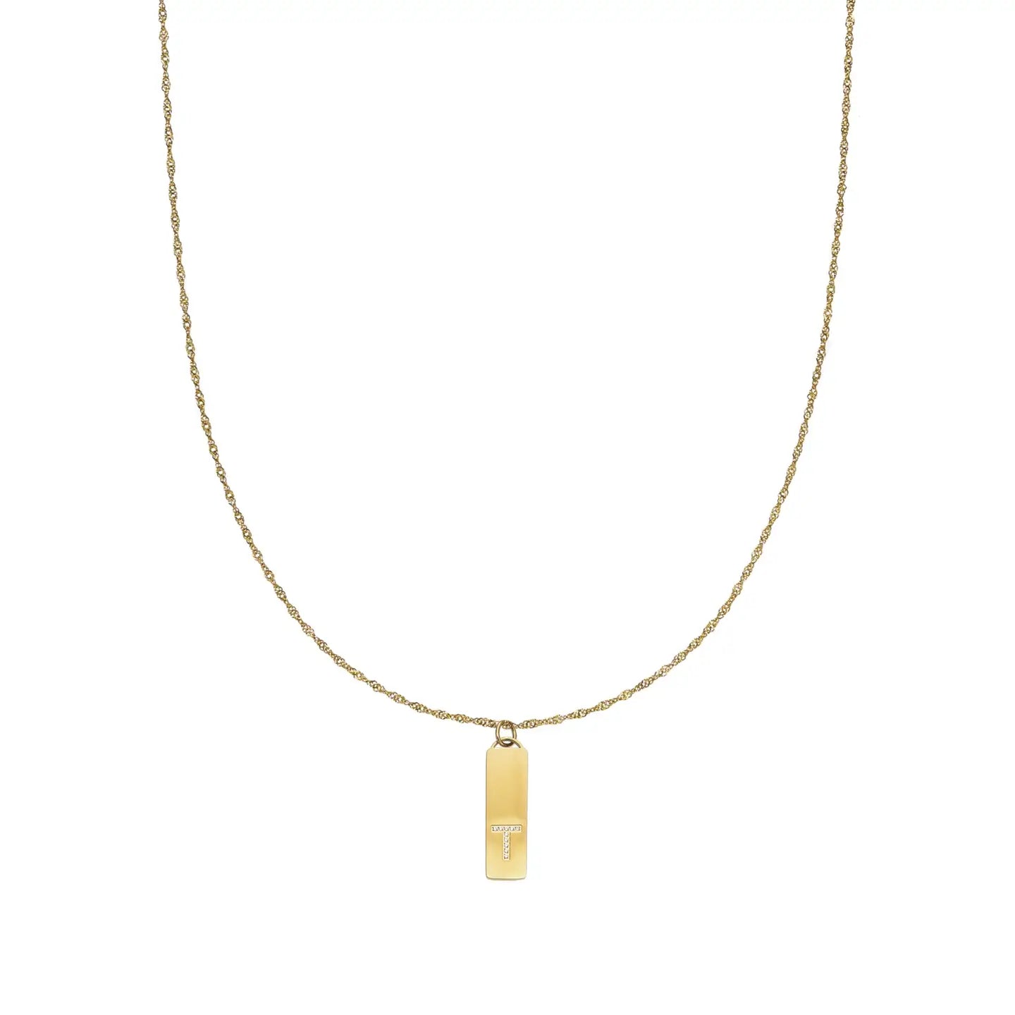 Waterproof Gold Initial Bar Pendant