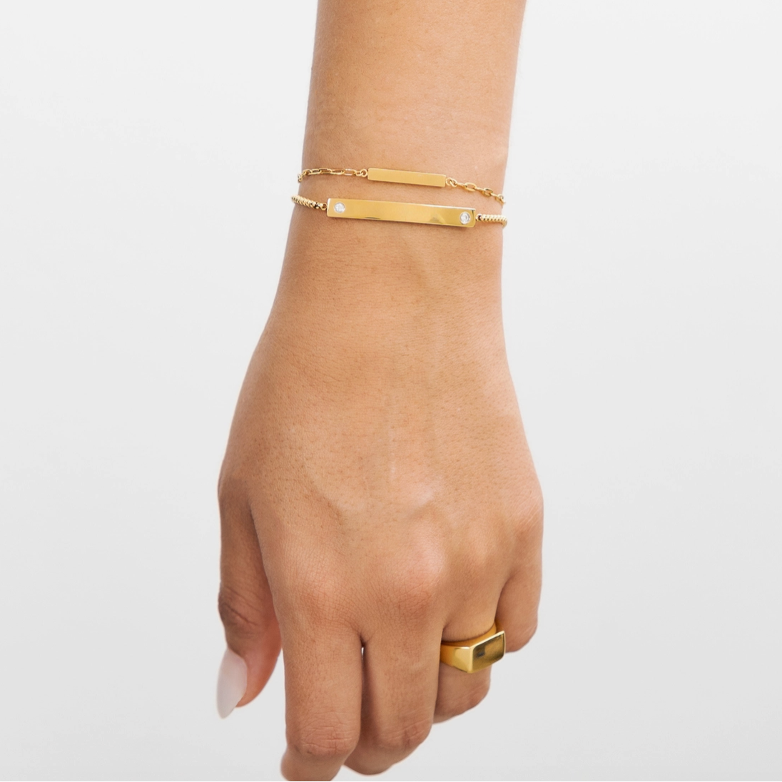 Gold Diamond Bar Bracelet - 18K Gold