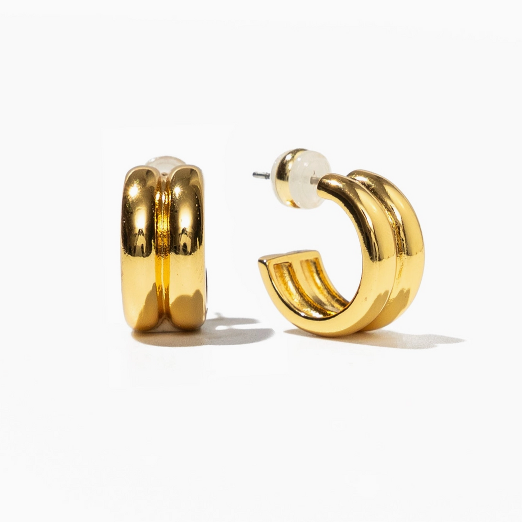 Mini Twin Hoops - 18K Gold