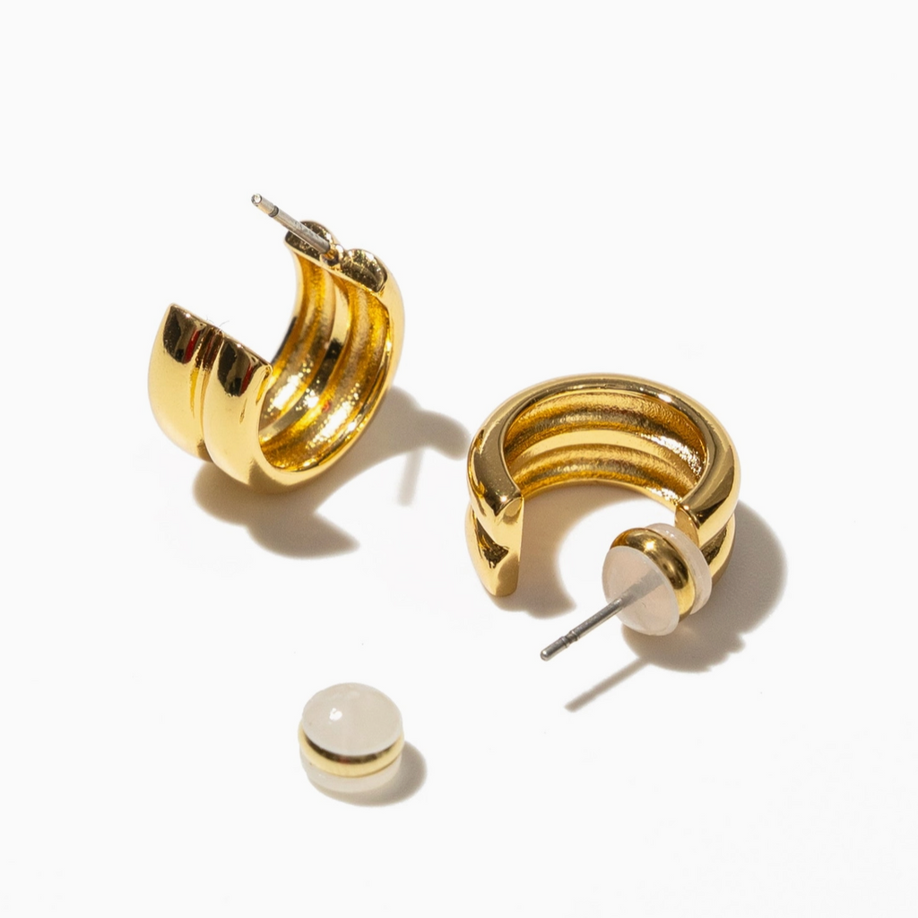 Mini Twin Hoops - 18K Gold