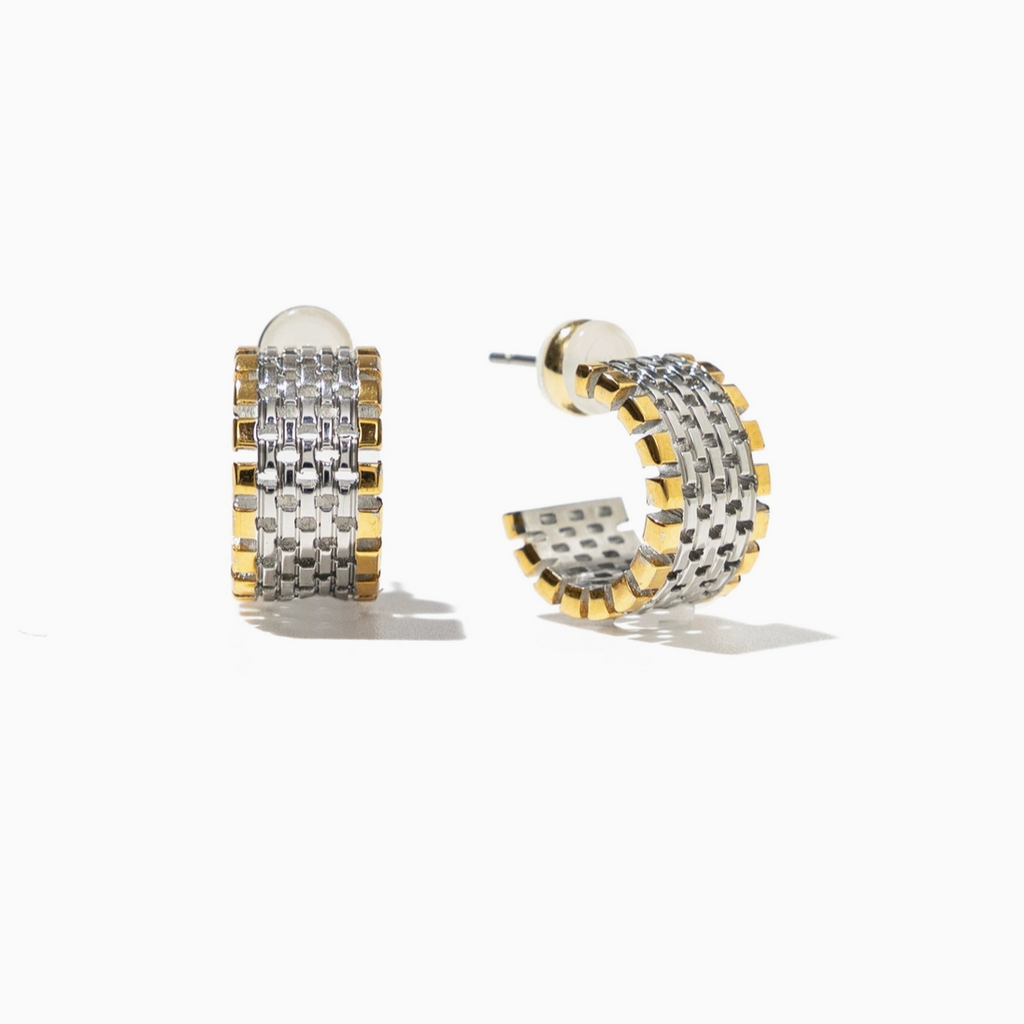 Waterproof Two‑Tone Watch Hoops