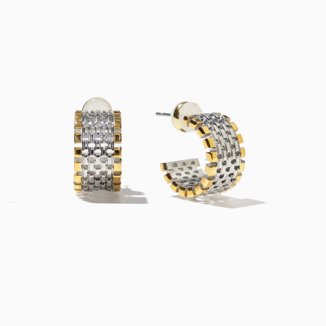 Waterproof Two‑Tone Watch Hoops