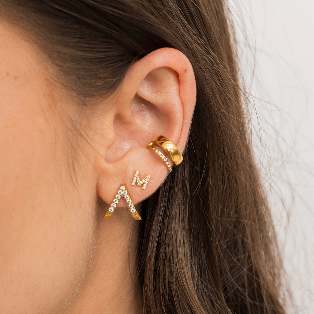 Waterproof Gold Diamond V Studs