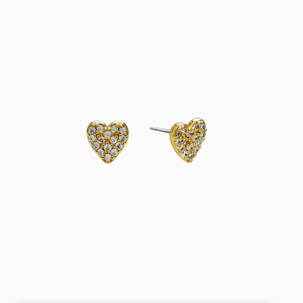 Dainty Diamond Heart Studs - 18K Gold