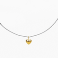 Dainty Two-Tone Puffy Heart Necklace - 18K Gold