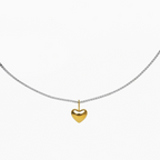 Dainty Two-Tone Puffy Heart Necklace - 18K Gold