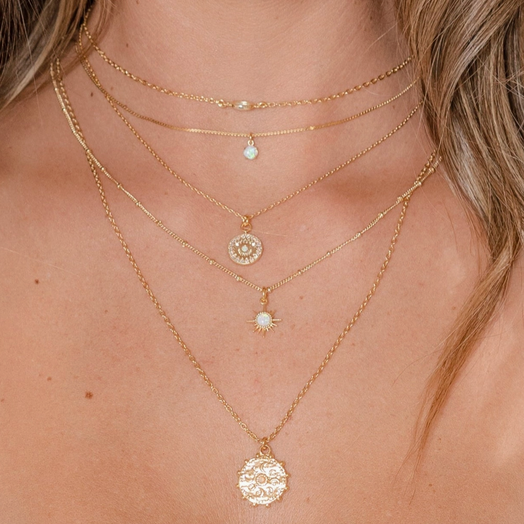 Sun Opal Pendant Necklace - 18K Gold