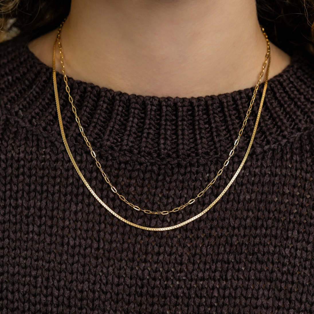 Double Layer Paperclip Necklace - 18K Gold