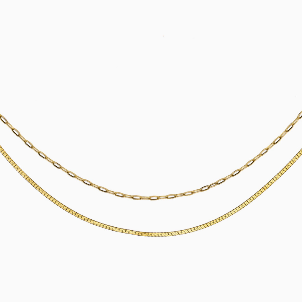 Double Layer Paperclip Necklace - 18K Gold