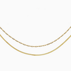 Double Layer Paperclip Necklace - 18K Gold