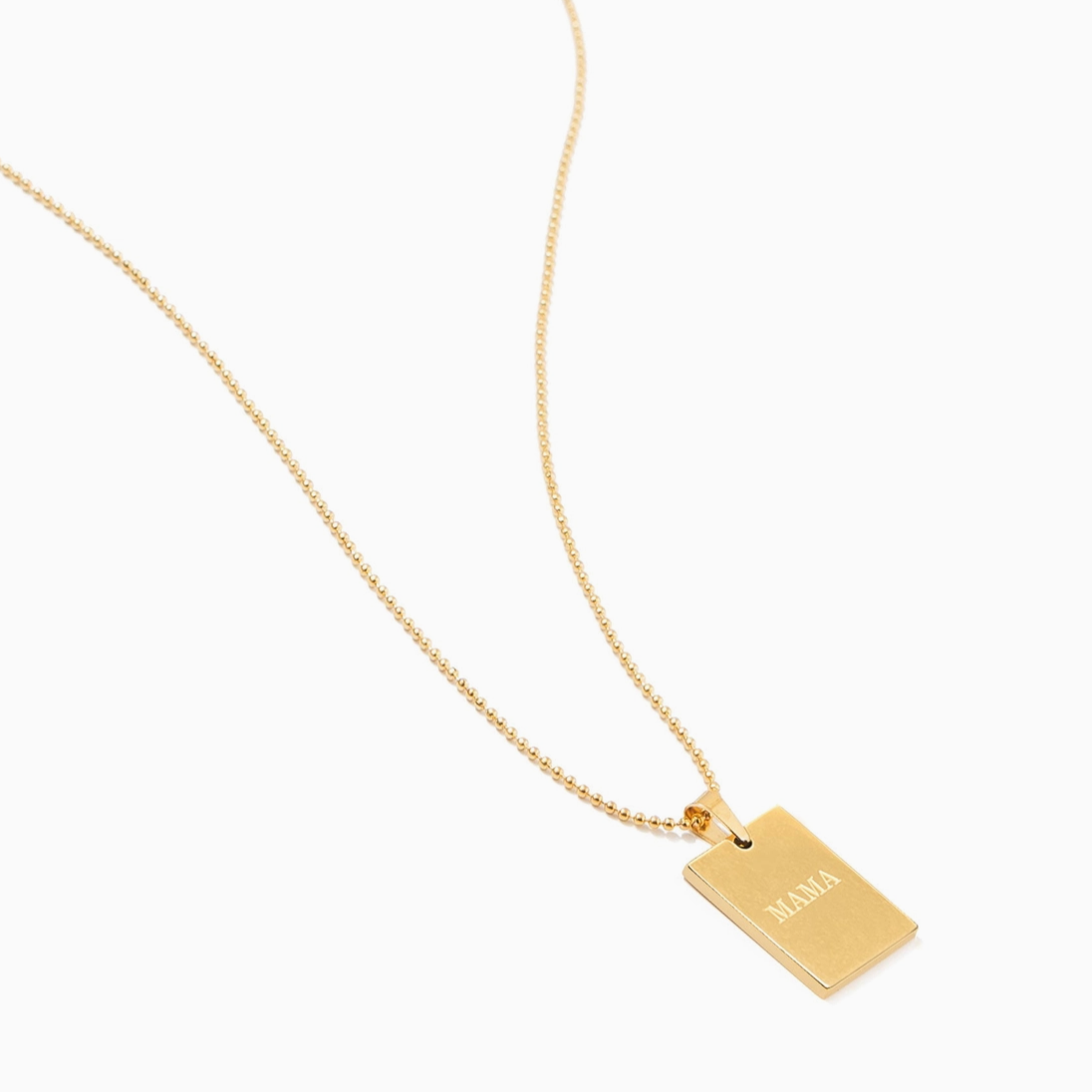 Mama Tag Pendant Necklace - 18K Gold