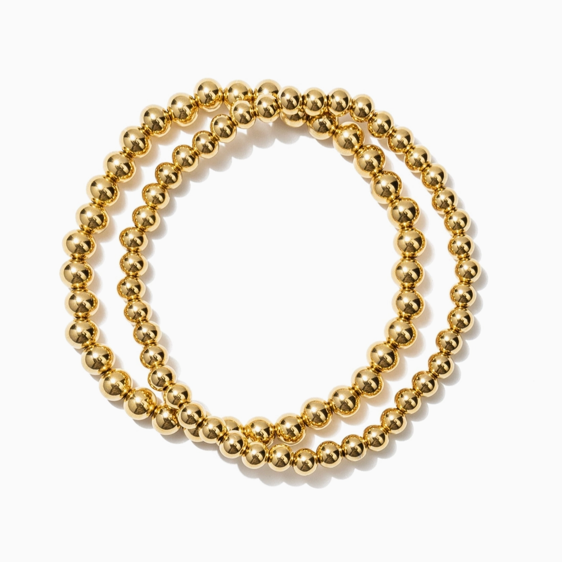 Bold Double Beaded Bracelet Set - 18K Gold