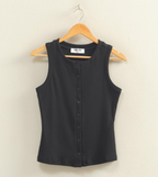 Ribbed Button Front Tank