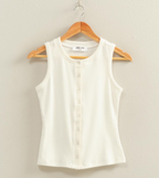 Ribbed Button Front Tank
