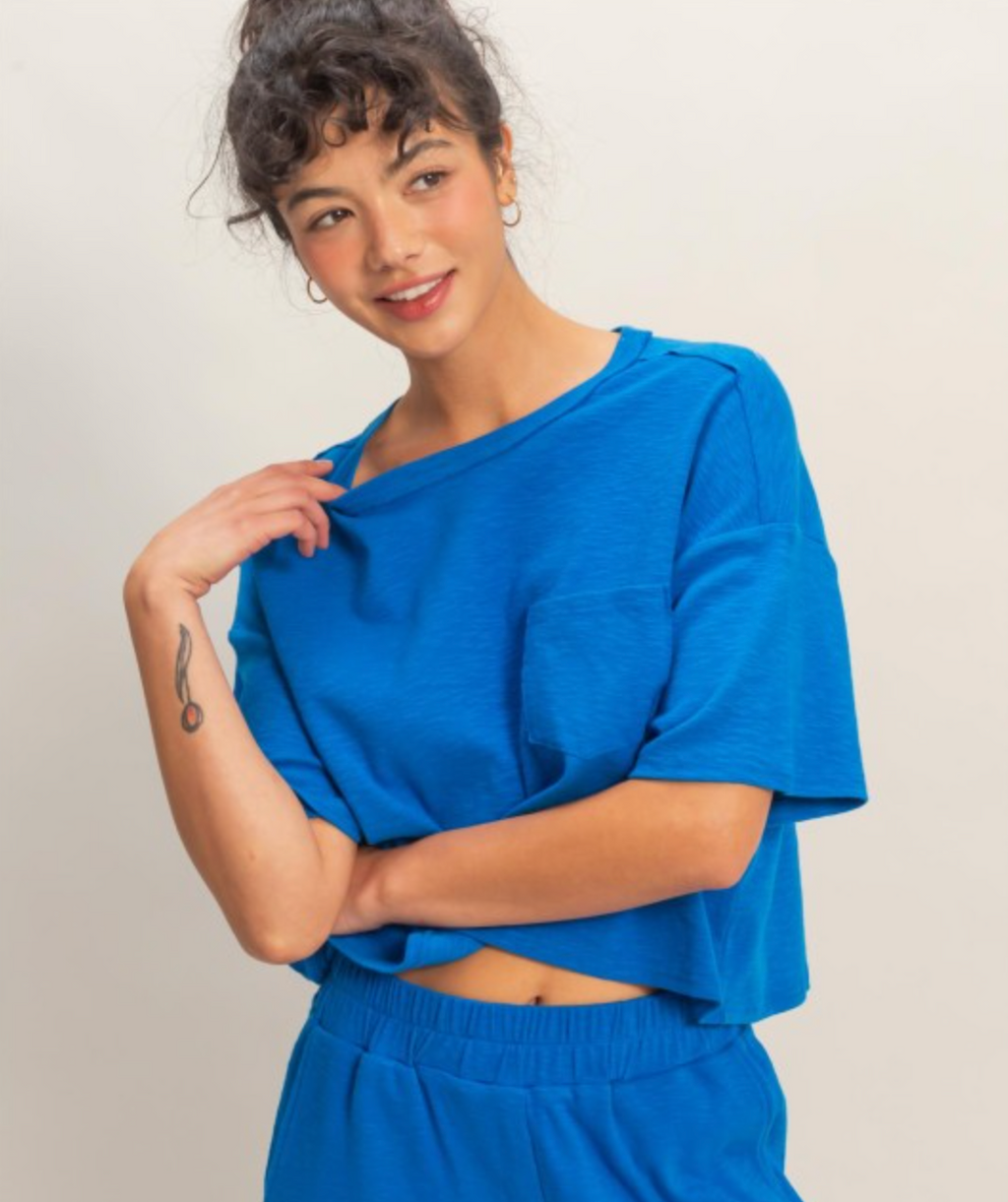 Boxy Crew Neck Pocket Tee