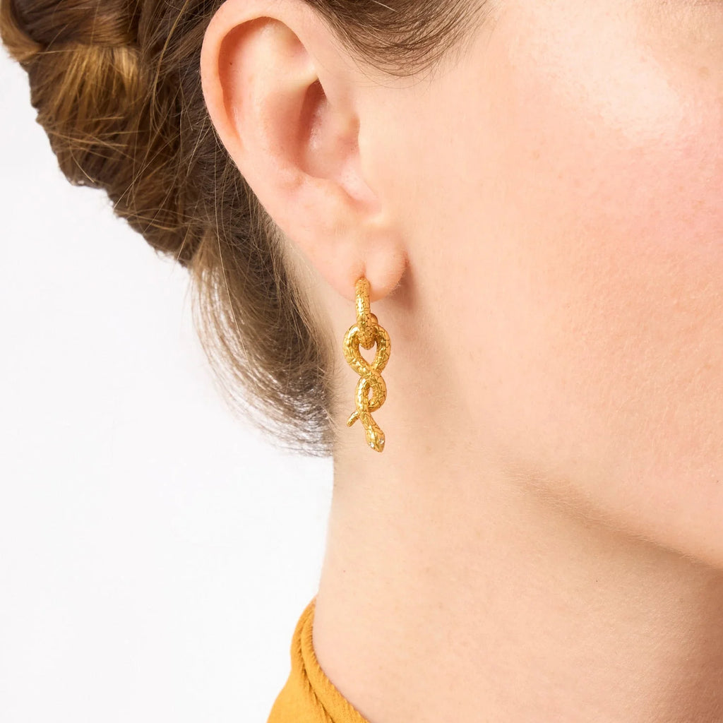 Julie Vos Snake Hoop & Charm Earrings