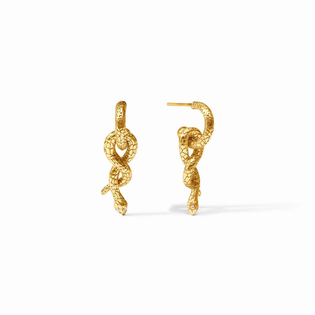 Julie Vos Snake Hoop & Charm Earrings