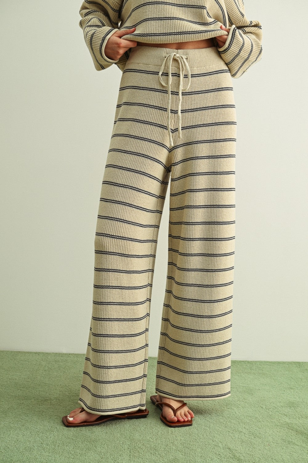 Striped Pattern Knitted Pants