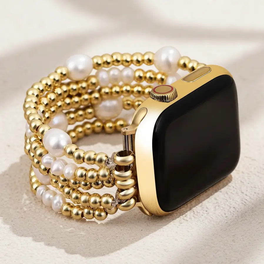 Gold & Pearl Stretch Apple Watchband