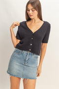 Cropped Button Down Cardigan