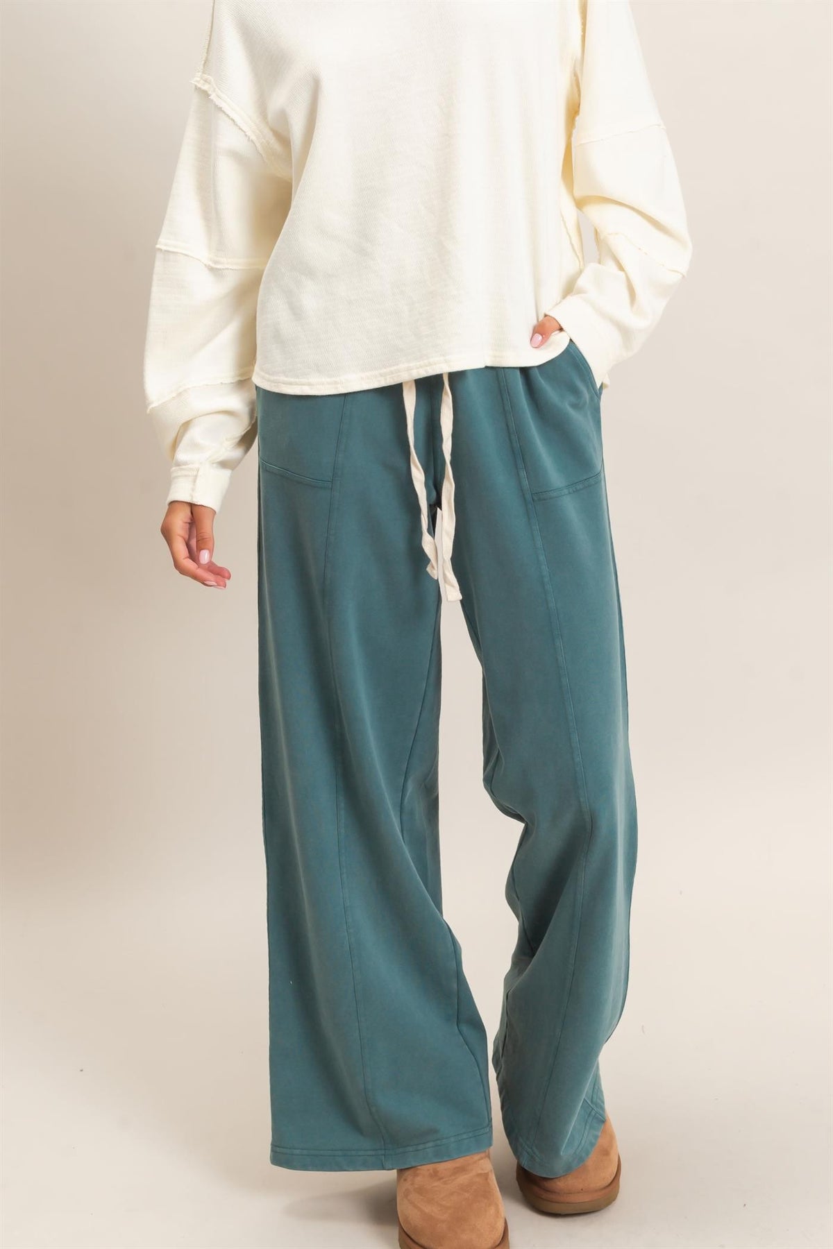 Acid Wash Drawstring Pants