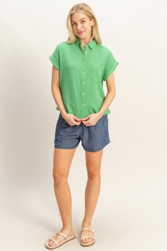 Gauze Button Up Top