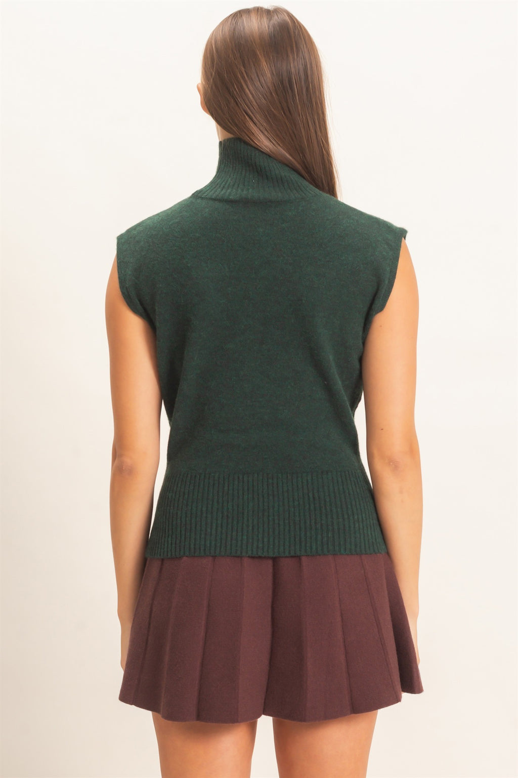 Sleeveless High Neck Knit Top