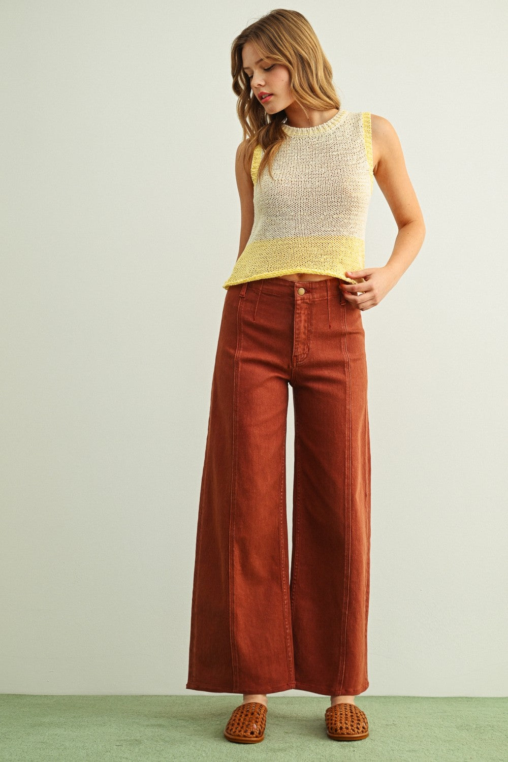 Washed Color Stretch Pants