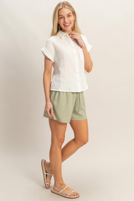 Gauze Button Up Top