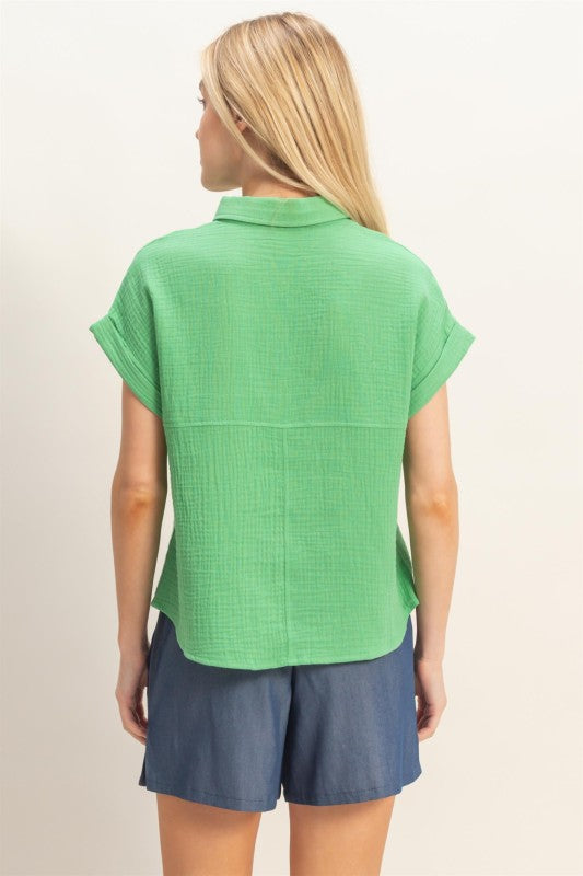 Gauze Button Up Top